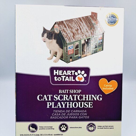 Bait Shop Cat or Small Animal Playhouse with Cardboard Scratching Board - Picture 2 of 6
